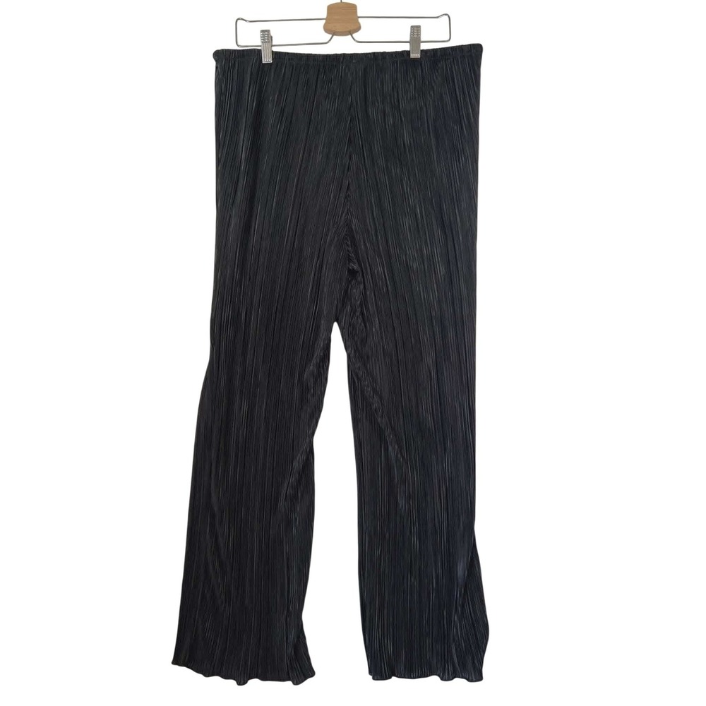 Danskin‎ Womens Black Pleated Wide Leg Drawstring Elastic Waist Pants XL 1427-47 - Picture 3 of 5